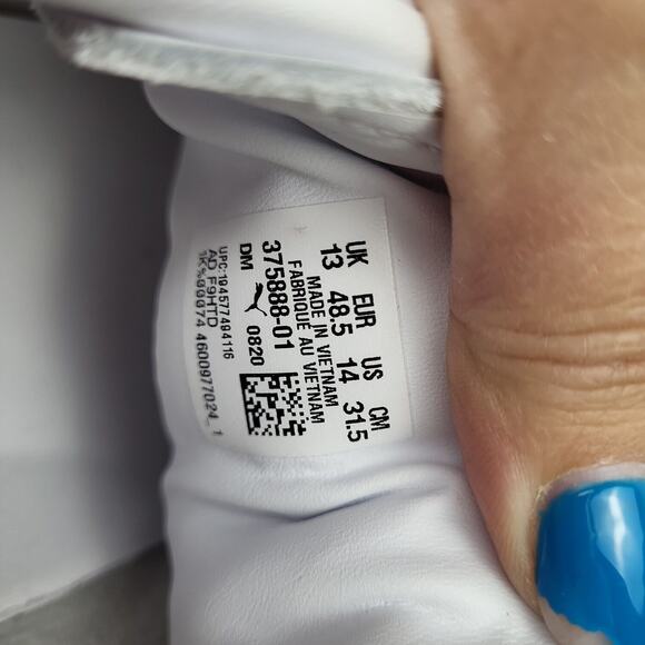 Puma Mens Clyde Zigzag 375888-01 White Leather Lace Up Sneaker Shoes Size 14 - Picture 8 of 8